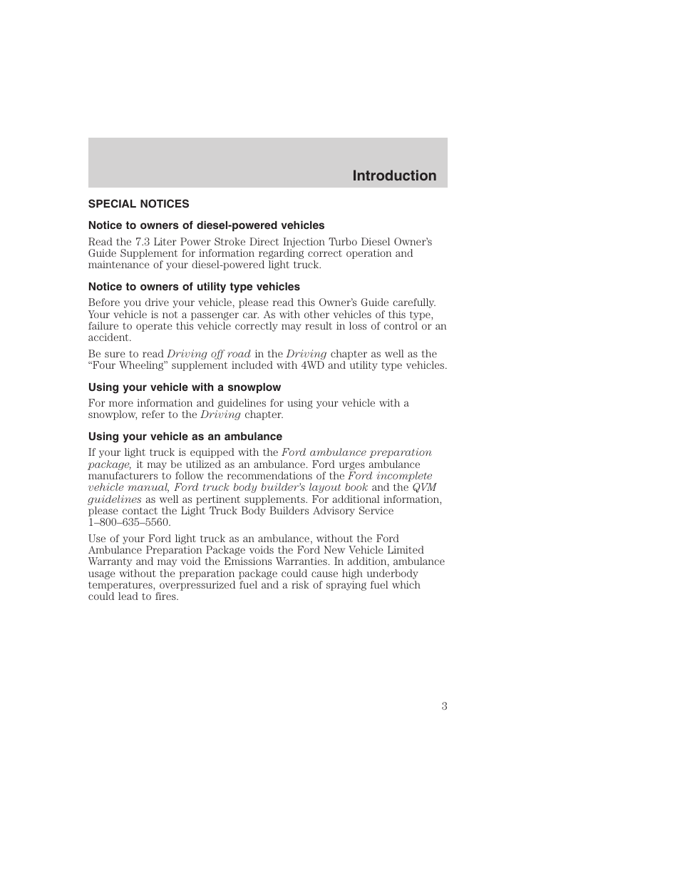 Introduction | FORD 1999 F-350 User Manual | Page 3 / 248