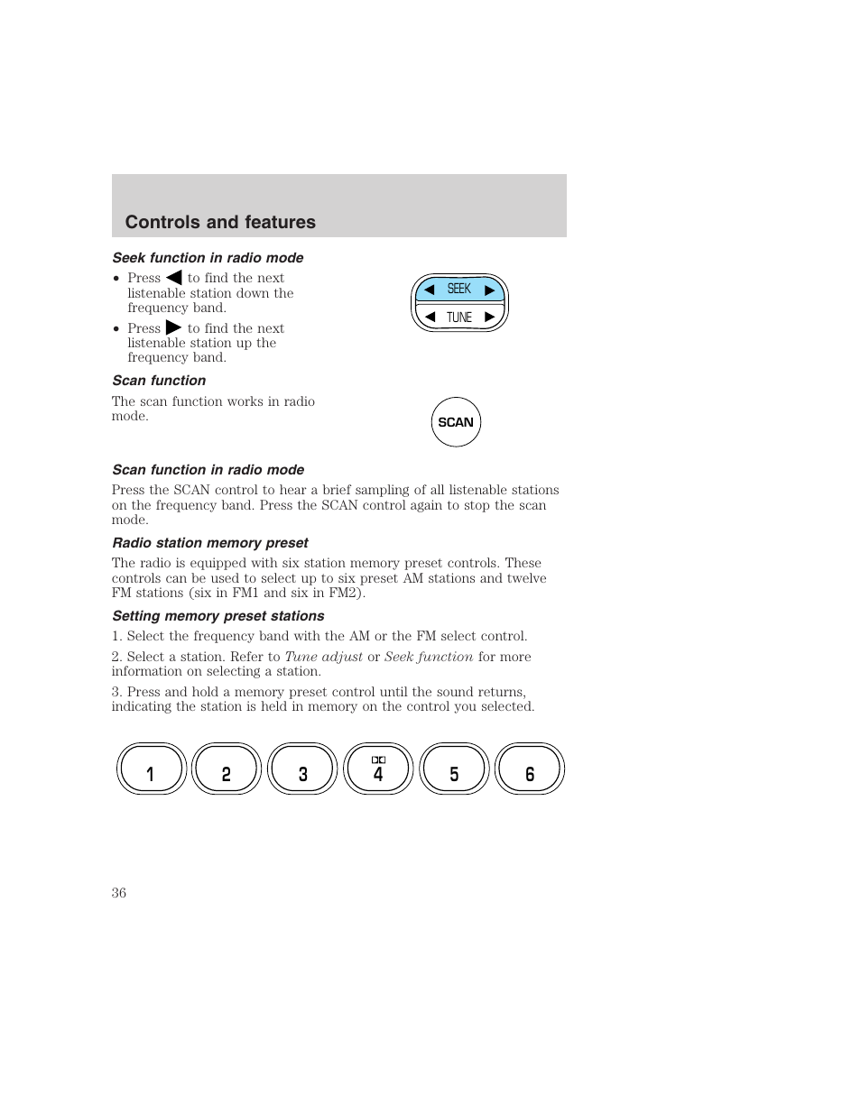 Controls and features | FORD 1999 F-350 User Manual | Page 36 / 248