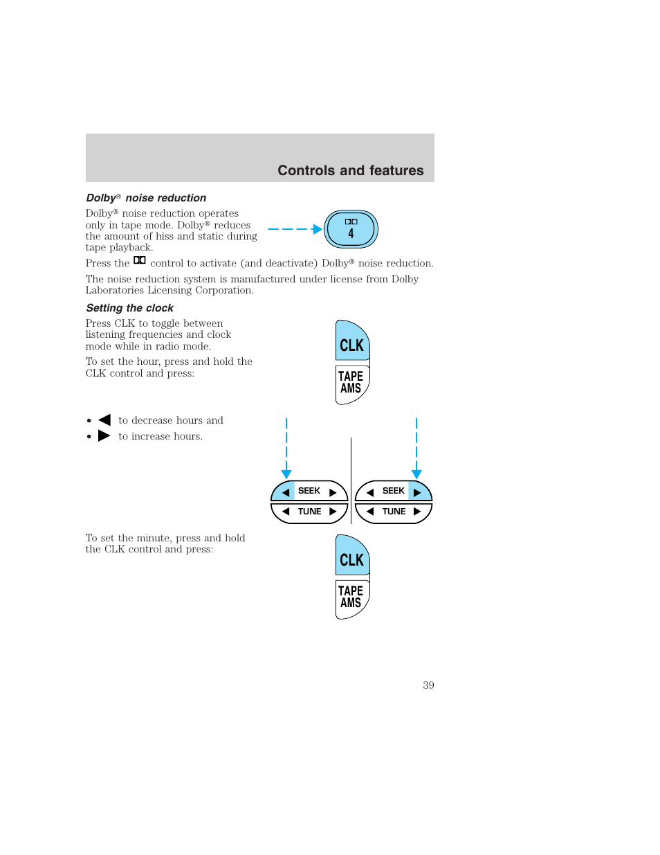 Controls and features | FORD 1999 F-350 User Manual | Page 39 / 248