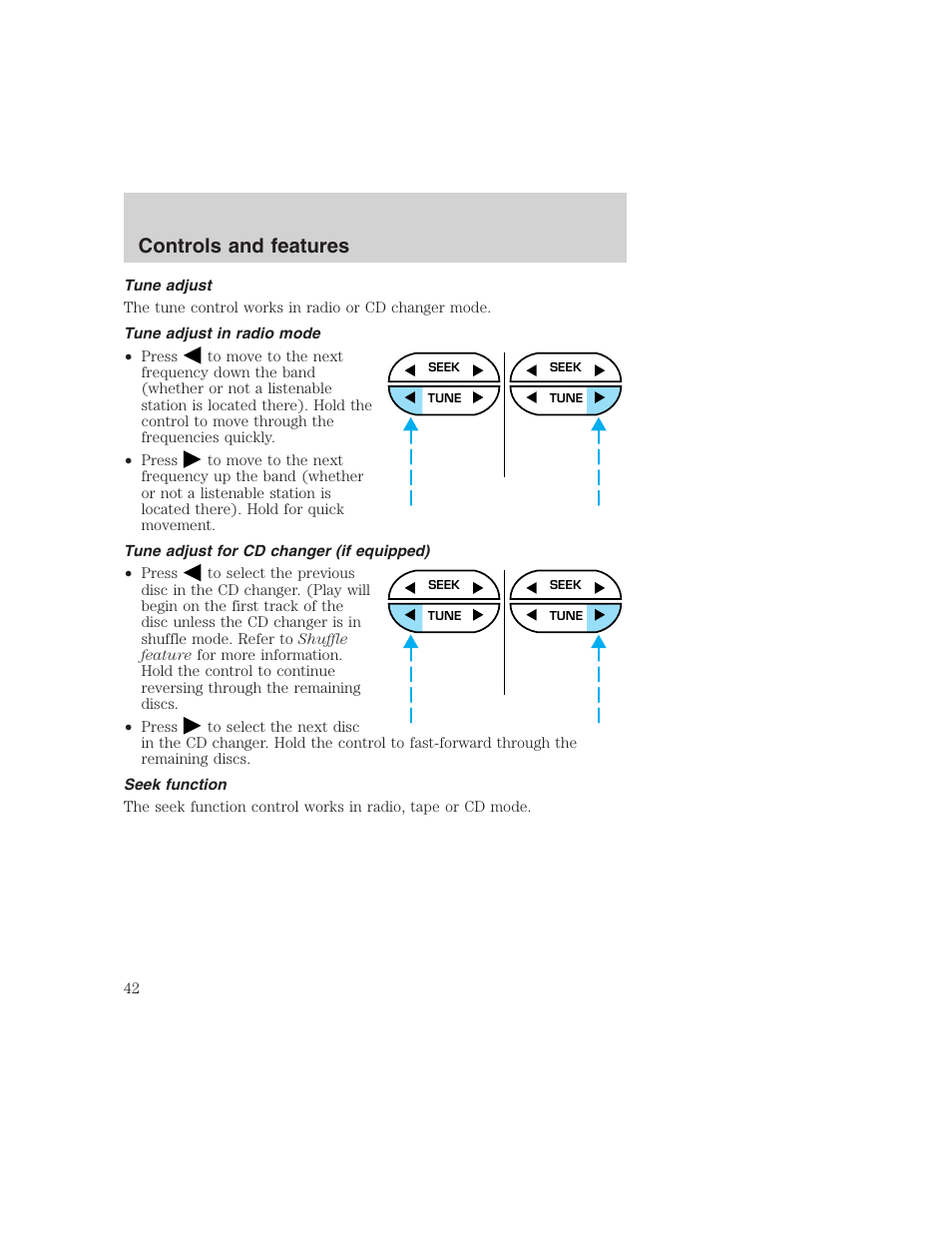 Controls and features | FORD 1999 F-350 User Manual | Page 42 / 248