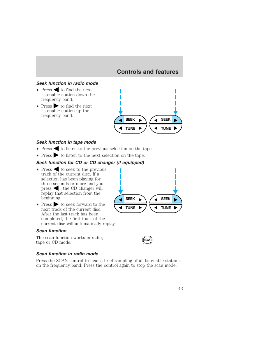 Controls and features | FORD 1999 F-350 User Manual | Page 43 / 248