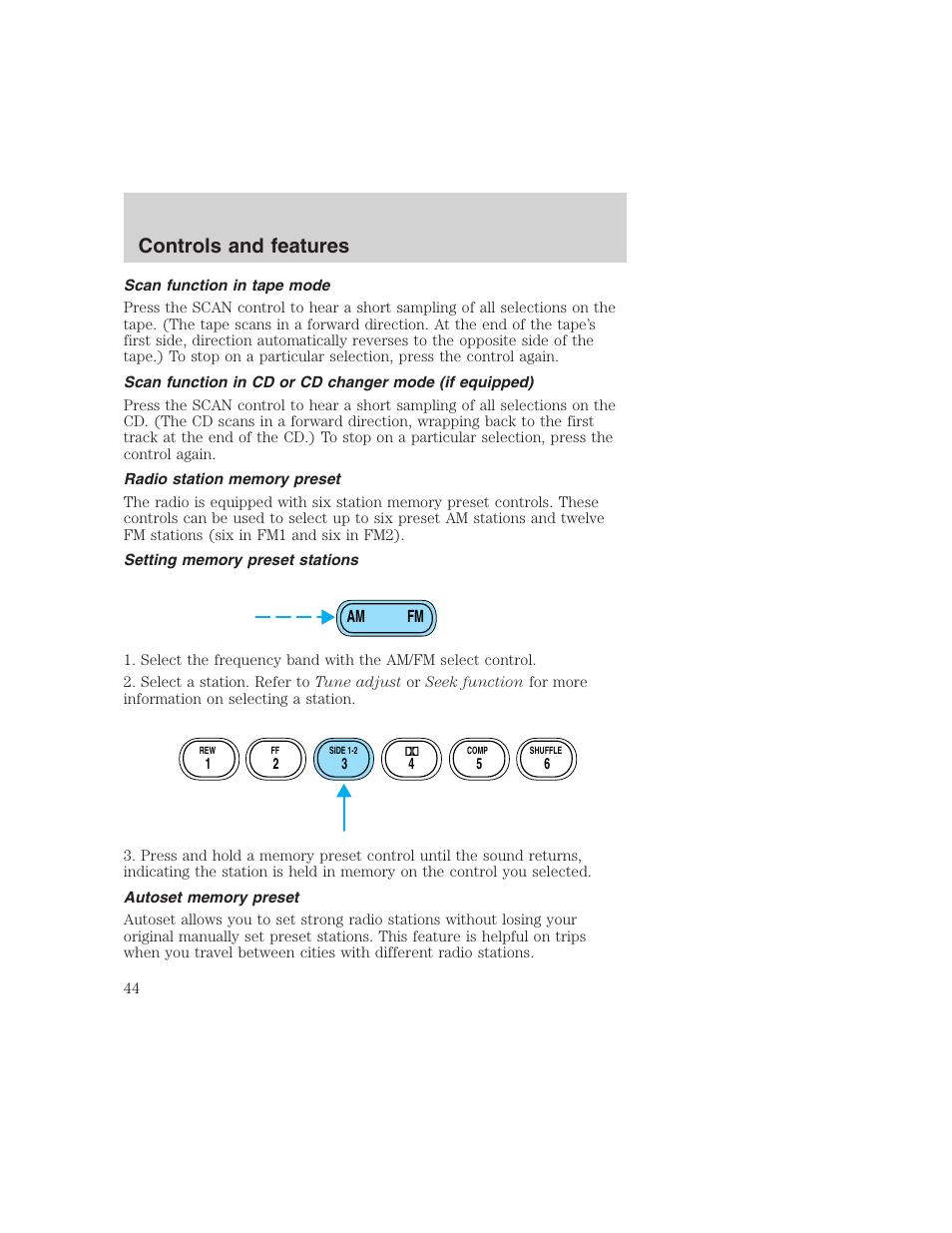 Controls and features | FORD 1999 F-350 User Manual | Page 44 / 248