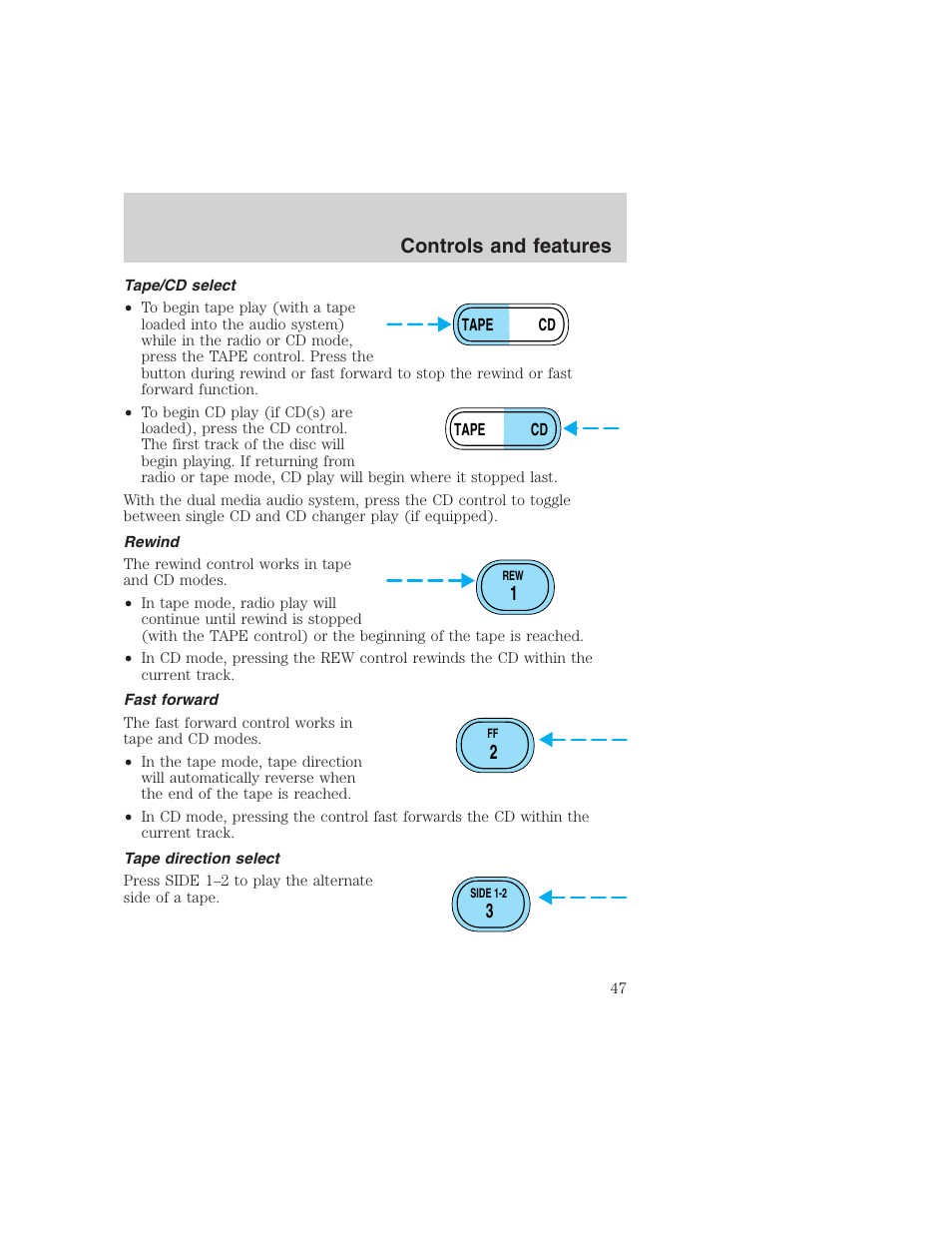 Controls and features | FORD 1999 F-350 User Manual | Page 47 / 248