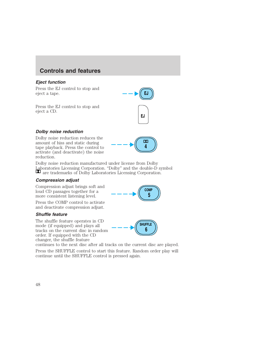 Controls and features | FORD 1999 F-350 User Manual | Page 48 / 248