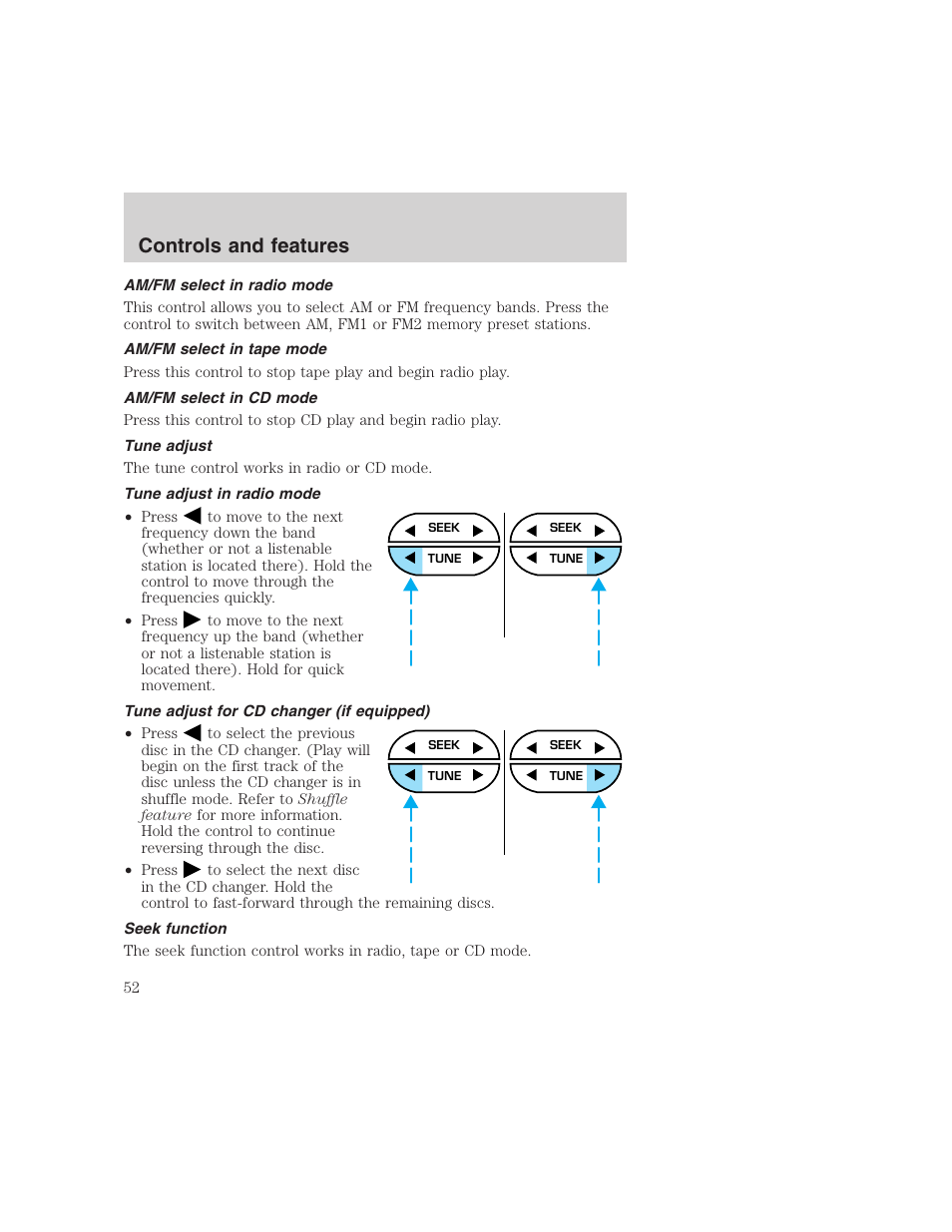 Controls and features | FORD 1999 F-350 User Manual | Page 52 / 248