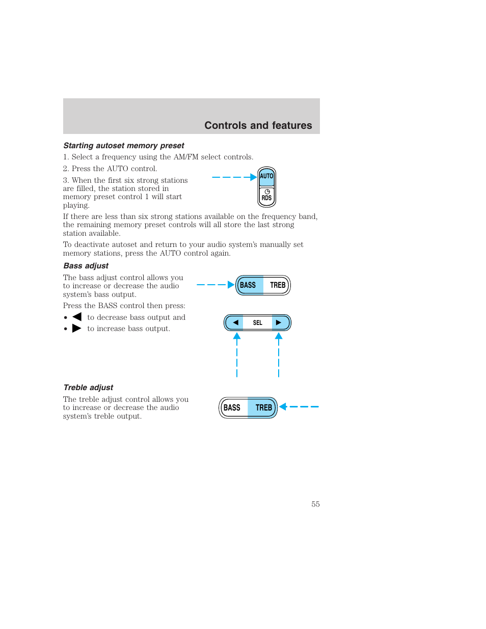 Controls and features | FORD 1999 F-350 User Manual | Page 55 / 248