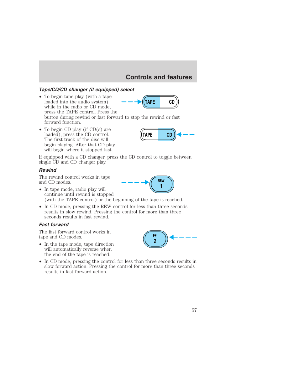 Controls and features | FORD 1999 F-350 User Manual | Page 57 / 248