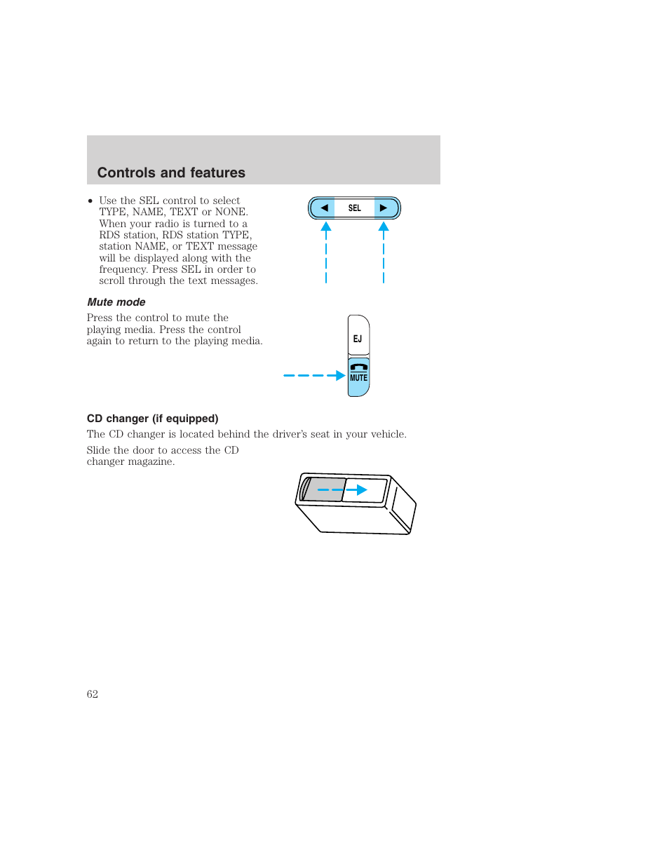 Controls and features | FORD 1999 F-350 User Manual | Page 62 / 248