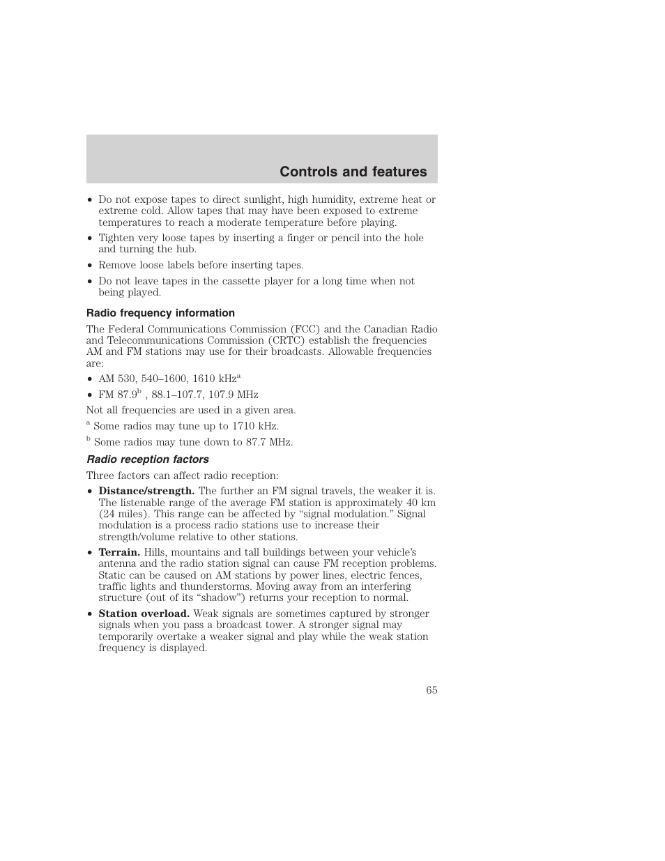 Controls and features | FORD 1999 F-350 User Manual | Page 65 / 248