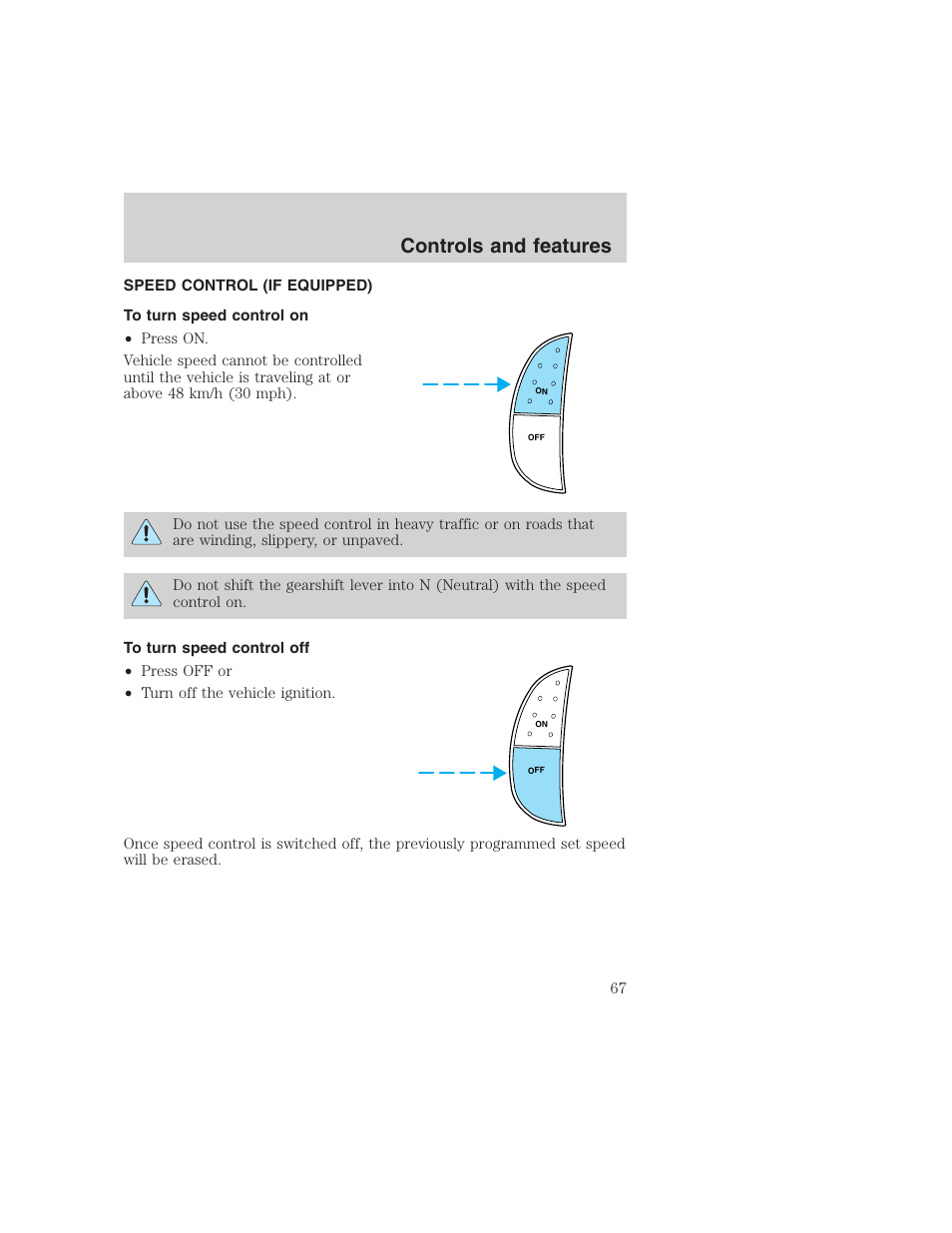 Controls and features | FORD 1999 F-350 User Manual | Page 67 / 248