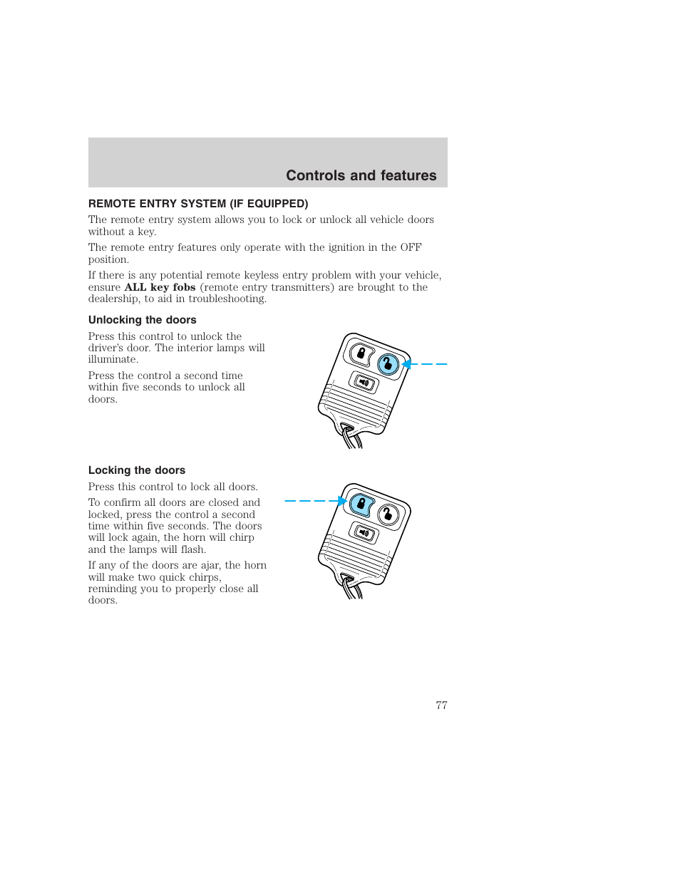 Controls and features | FORD 1999 F-350 User Manual | Page 77 / 248