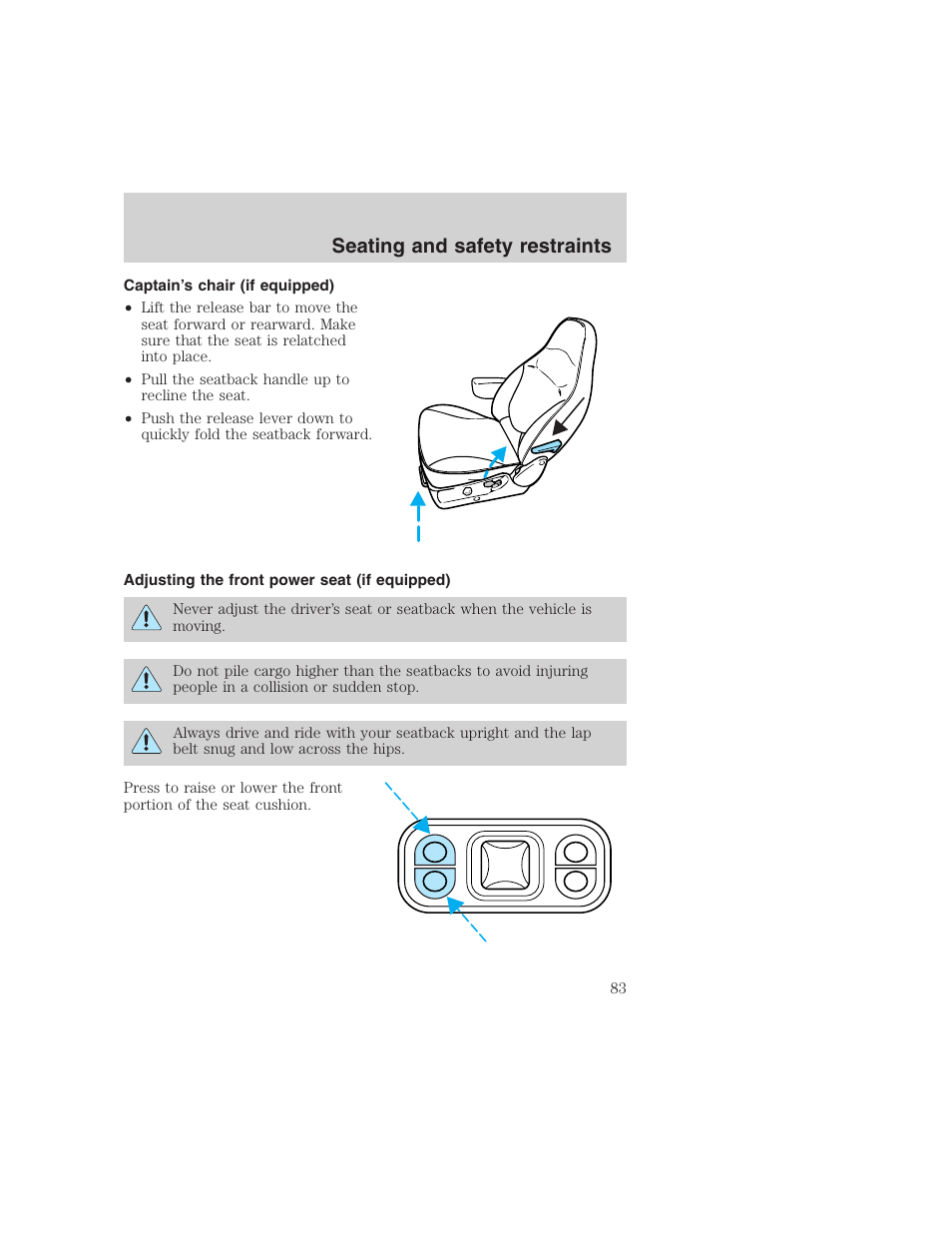 Seating and safety restraints | FORD 1999 F-350 User Manual | Page 83 / 248