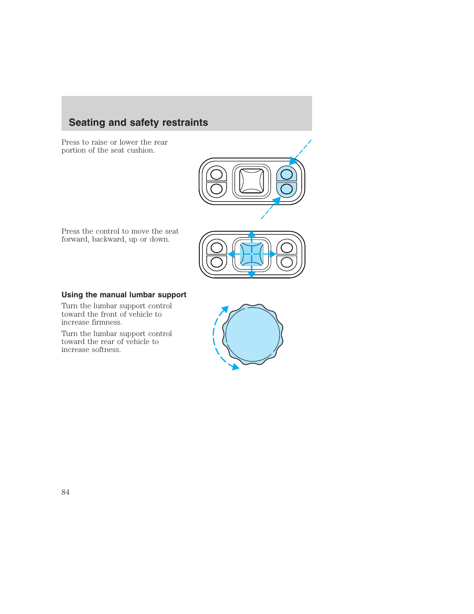 Seating and safety restraints | FORD 1999 F-350 User Manual | Page 84 / 248