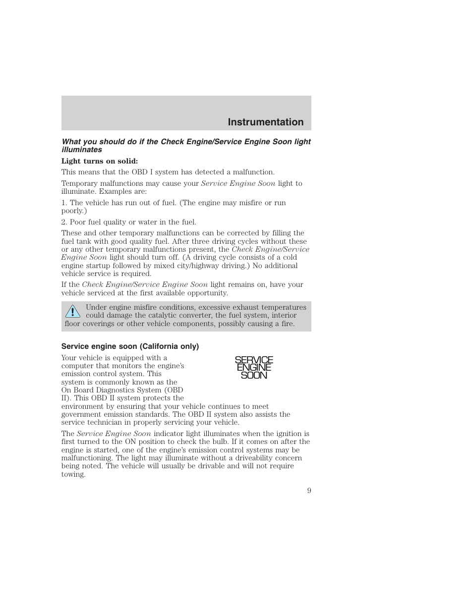Instrumentation | FORD 1999 F-350 User Manual | Page 9 / 248