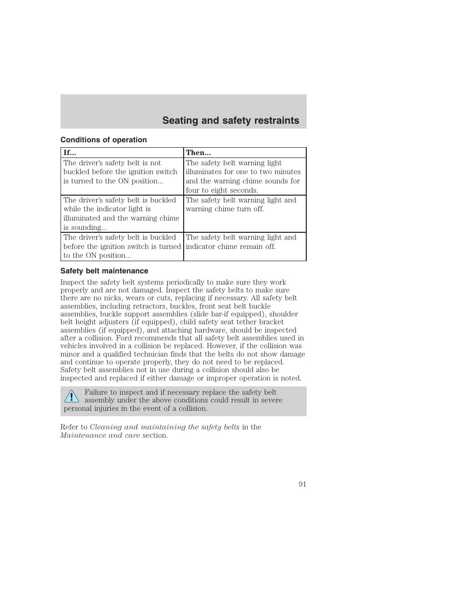 Seating and safety restraints | FORD 1999 F-350 User Manual | Page 91 / 248