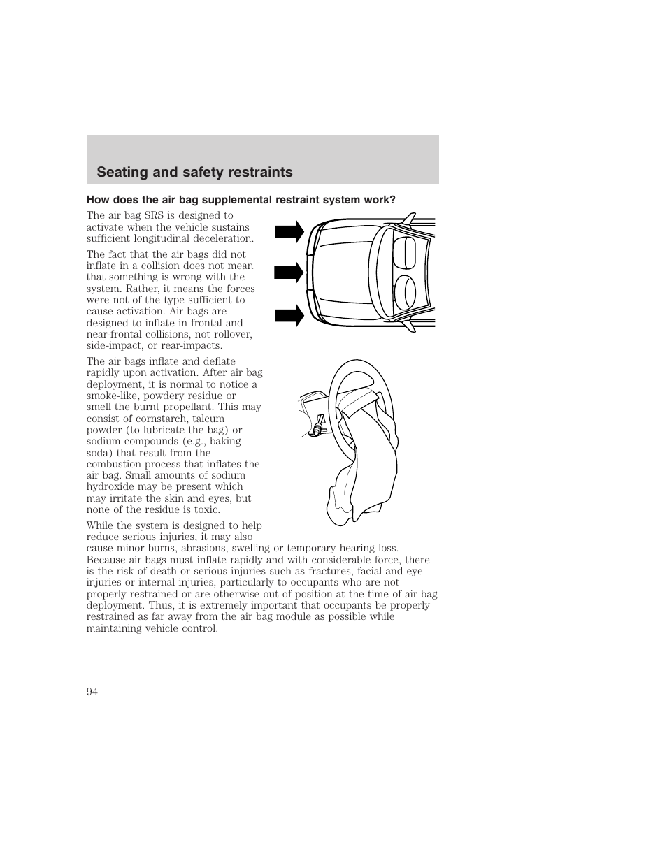 Seating and safety restraints | FORD 1999 F-350 User Manual | Page 94 / 248