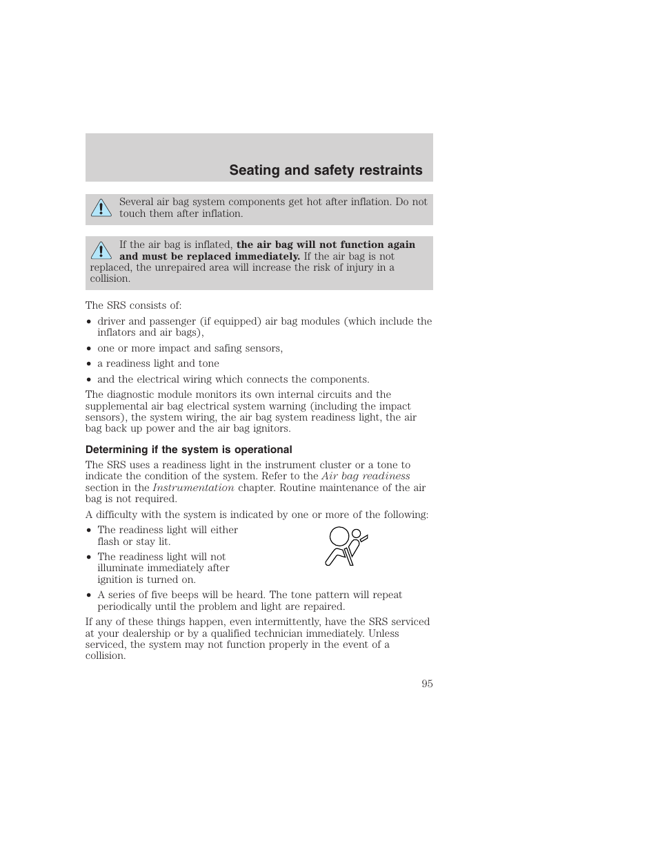 Seating and safety restraints | FORD 1999 F-350 User Manual | Page 95 / 248