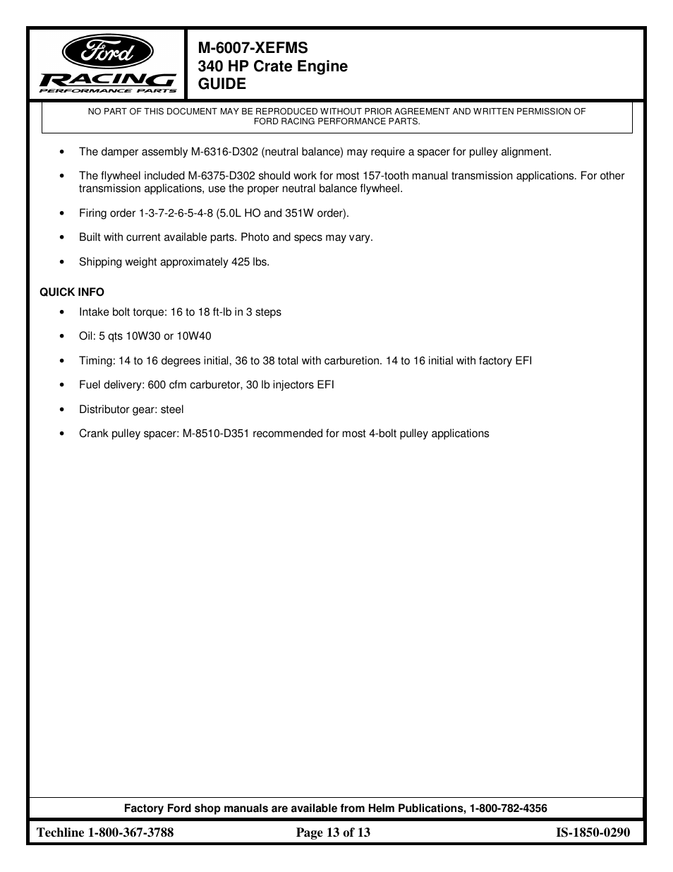 FORD M-6007-XEFMS User Manual | Page 13 / 13