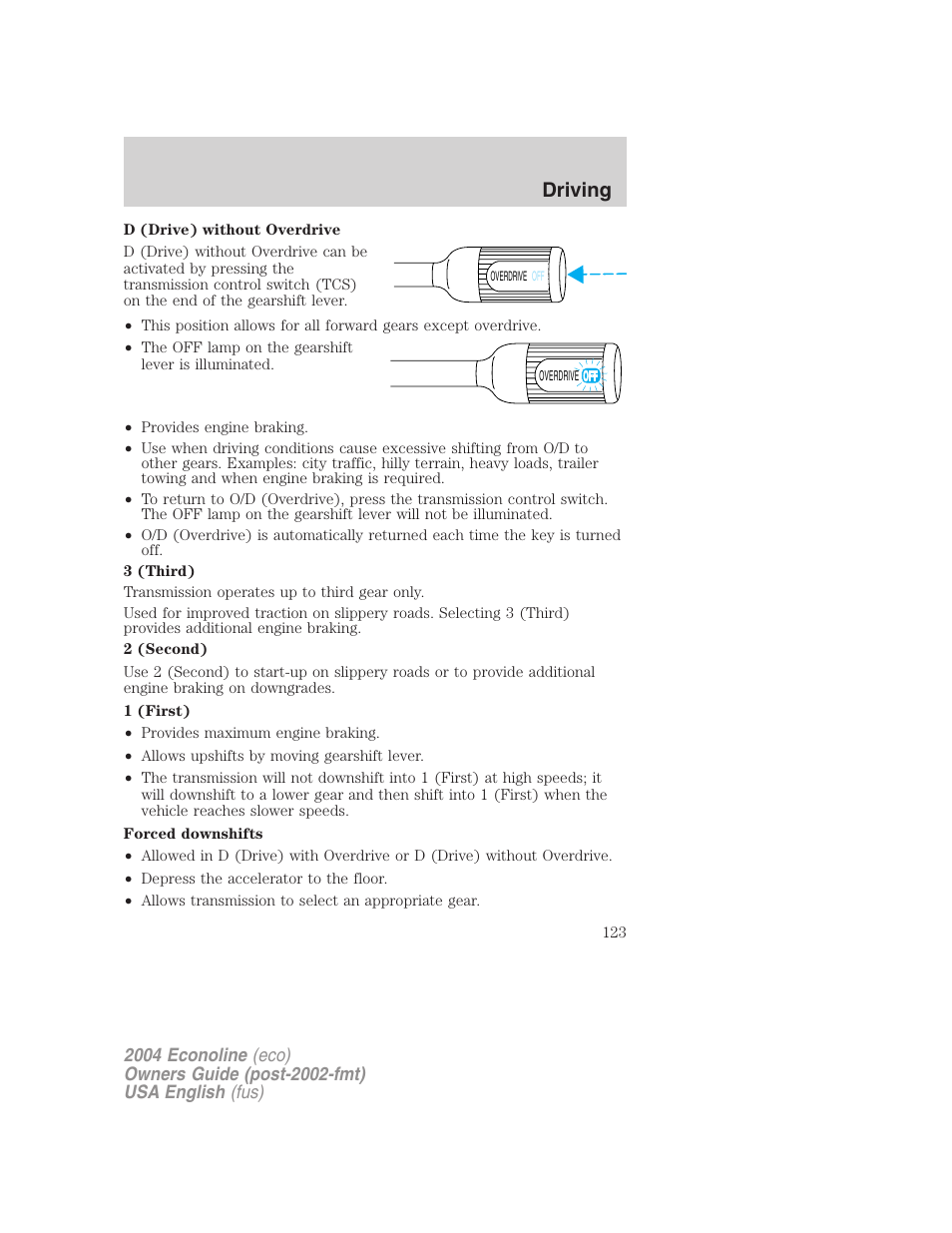 Driving | FORD AM/FM stereo User Manual | Page 123 / 248