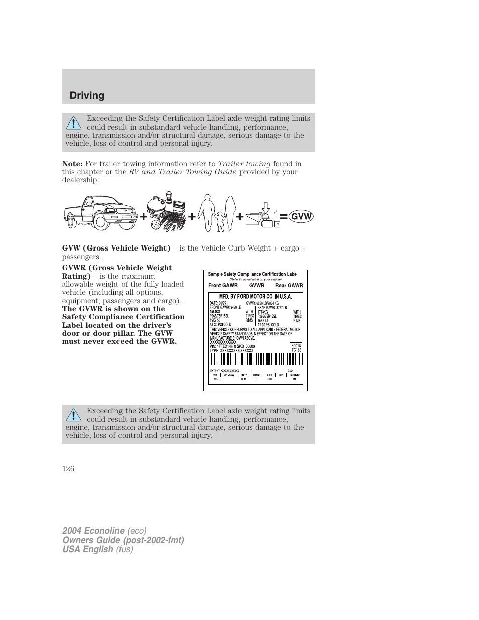 Driving | FORD AM/FM stereo User Manual | Page 126 / 248