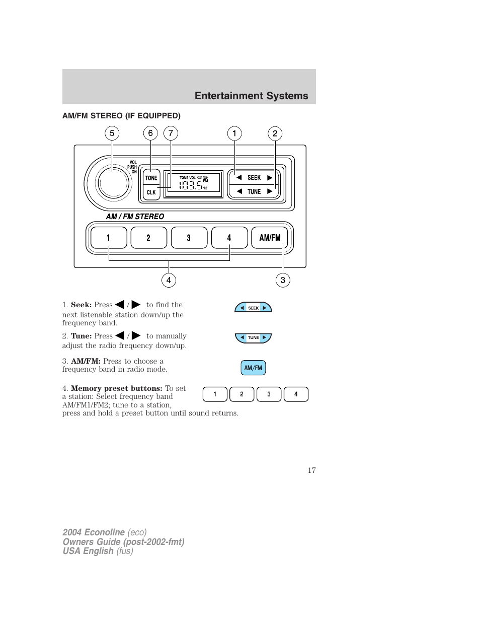 Entertainment systems | FORD AM/FM stereo User Manual | Page 17 / 248