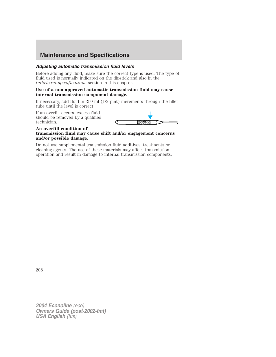 Maintenance and specifications | FORD AM/FM stereo User Manual | Page 208 / 248