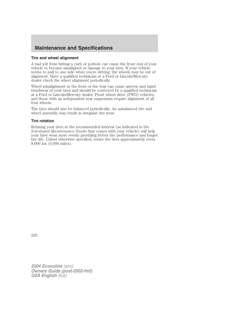 Maintenance and specifications | FORD AM/FM stereo User Manual | Page 220 / 248