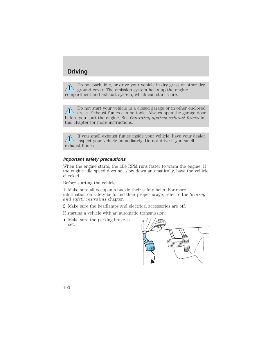 Driving | FORD 2002 Explorer Sport Trac User Manual | Page 100 / 200