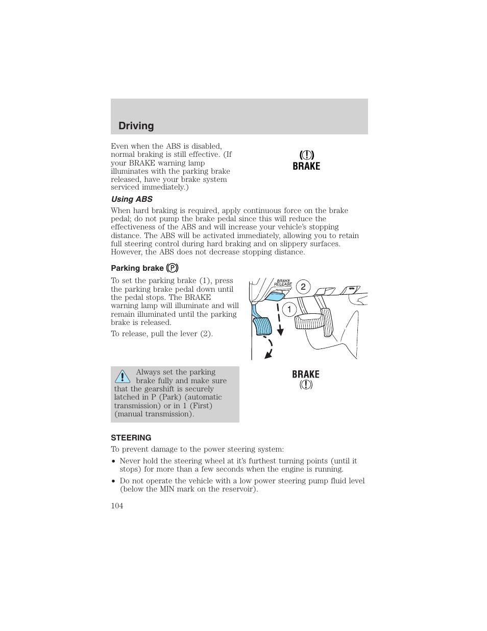 Driving | FORD 2002 Explorer Sport Trac User Manual | Page 104 / 200