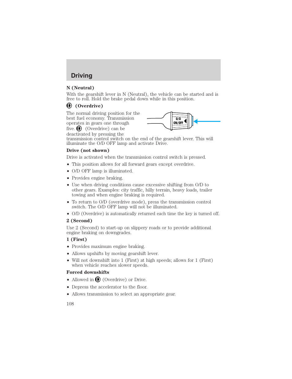 Driving | FORD 2002 Explorer Sport Trac User Manual | Page 108 / 200