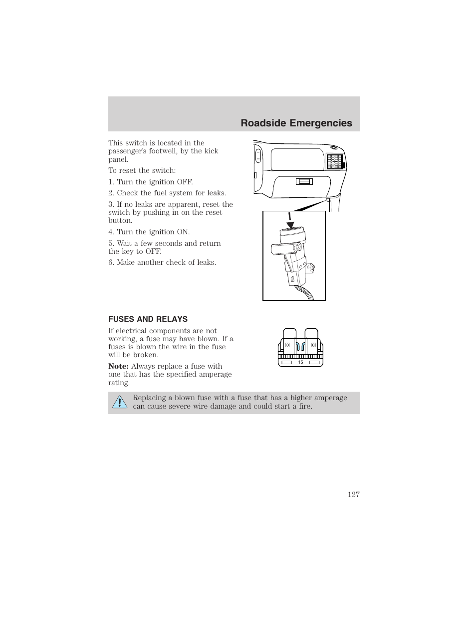 Roadside emergencies | FORD 2002 Explorer Sport Trac User Manual | Page 127 / 200