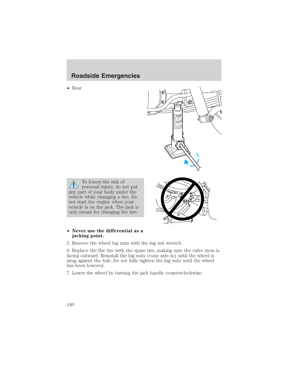 Roadside emergencies | FORD 2002 Explorer Sport Trac User Manual | Page 140 / 200