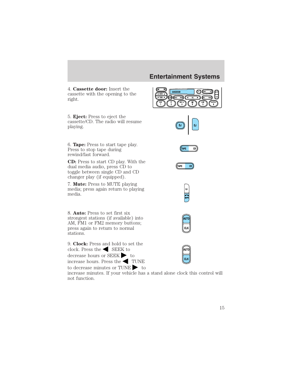 Entertainment systems | FORD 2002 Explorer Sport Trac User Manual | Page 15 / 200