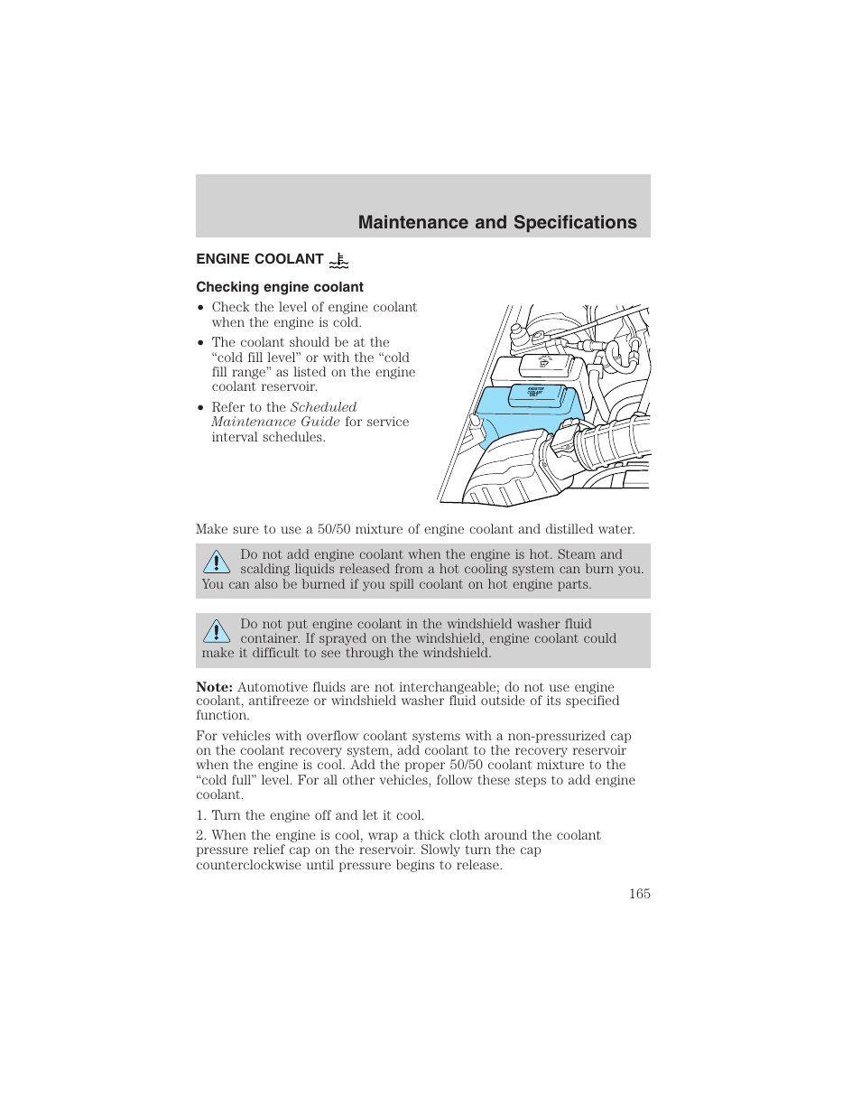Maintenance and specifications | FORD 2002 Explorer Sport Trac User Manual | Page 165 / 200