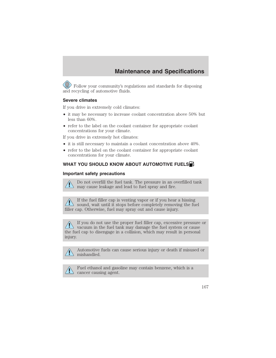 Maintenance and specifications | FORD 2002 Explorer Sport Trac User Manual | Page 167 / 200