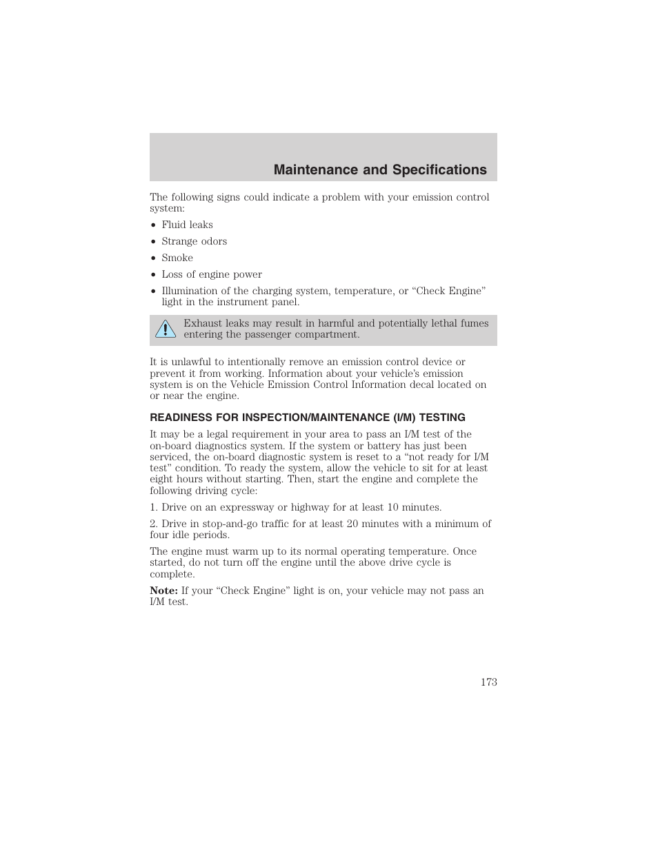 Maintenance and specifications | FORD 2002 Explorer Sport Trac User Manual | Page 173 / 200