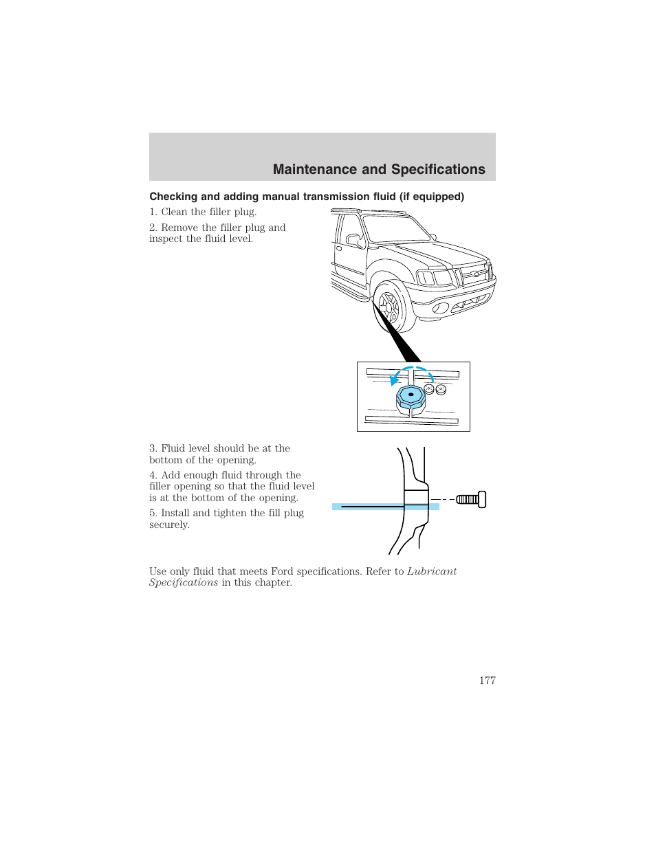 Maintenance and specifications | FORD 2002 Explorer Sport Trac User Manual | Page 177 / 200