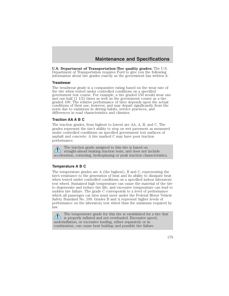 Maintenance and specifications | FORD 2002 Explorer Sport Trac User Manual | Page 179 / 200