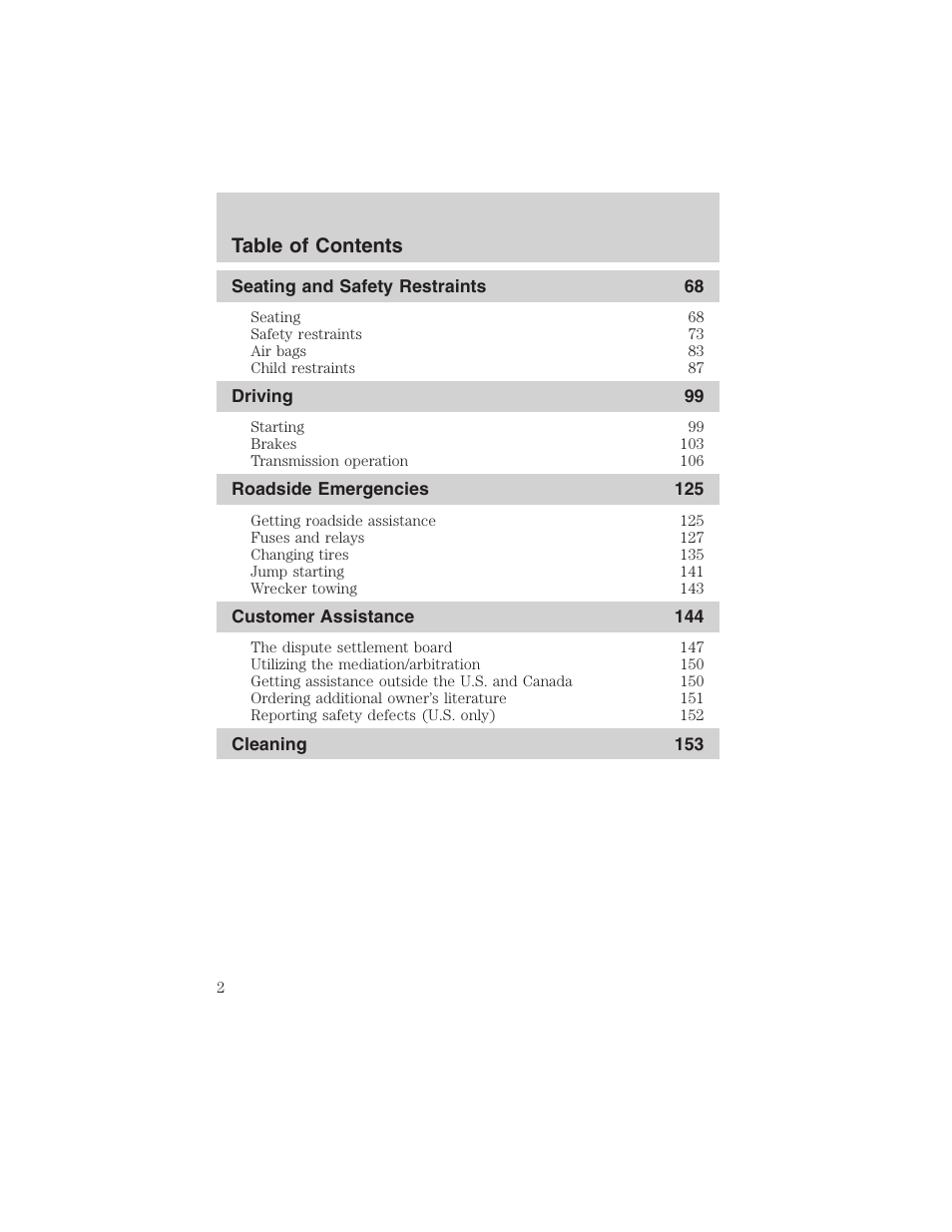 FORD 2002 Explorer Sport Trac User Manual | Page 2 / 200