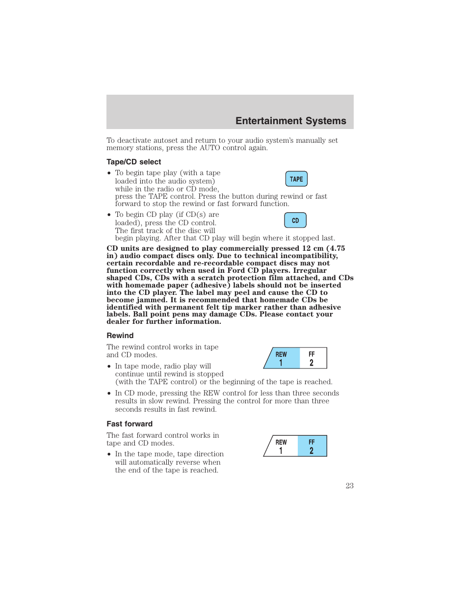 Entertainment systems | FORD 2002 Explorer Sport Trac User Manual | Page 23 / 200