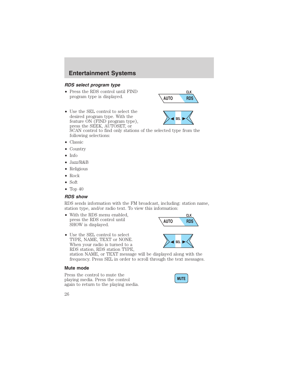 Entertainment systems | FORD 2002 Explorer Sport Trac User Manual | Page 26 / 200