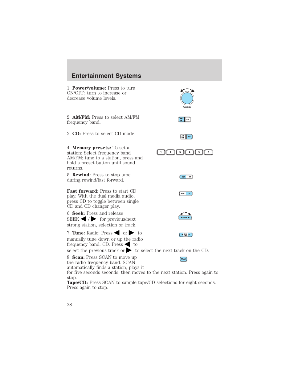 Entertainment systems | FORD 2002 Explorer Sport Trac User Manual | Page 28 / 200