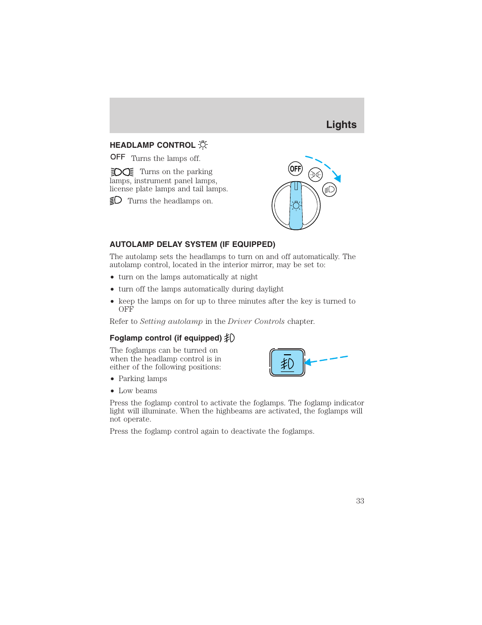 Lights | FORD 2002 Explorer Sport Trac User Manual | Page 33 / 200