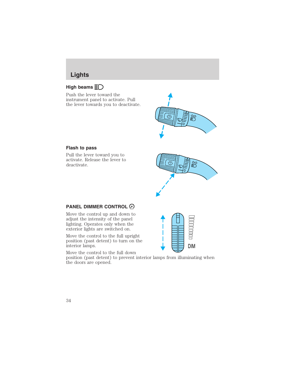 Lights | FORD 2002 Explorer Sport Trac User Manual | Page 34 / 200