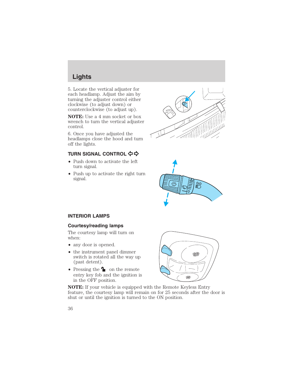 Lights | FORD 2002 Explorer Sport Trac User Manual | Page 36 / 200