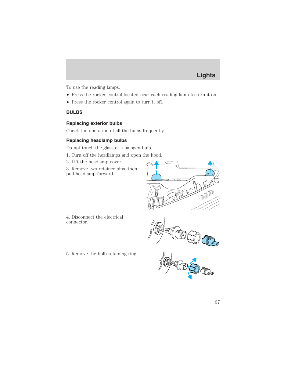 Lights | FORD 2002 Explorer Sport Trac User Manual | Page 37 / 200