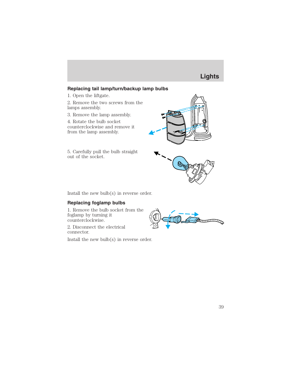 Lights | FORD 2002 Explorer Sport Trac User Manual | Page 39 / 200