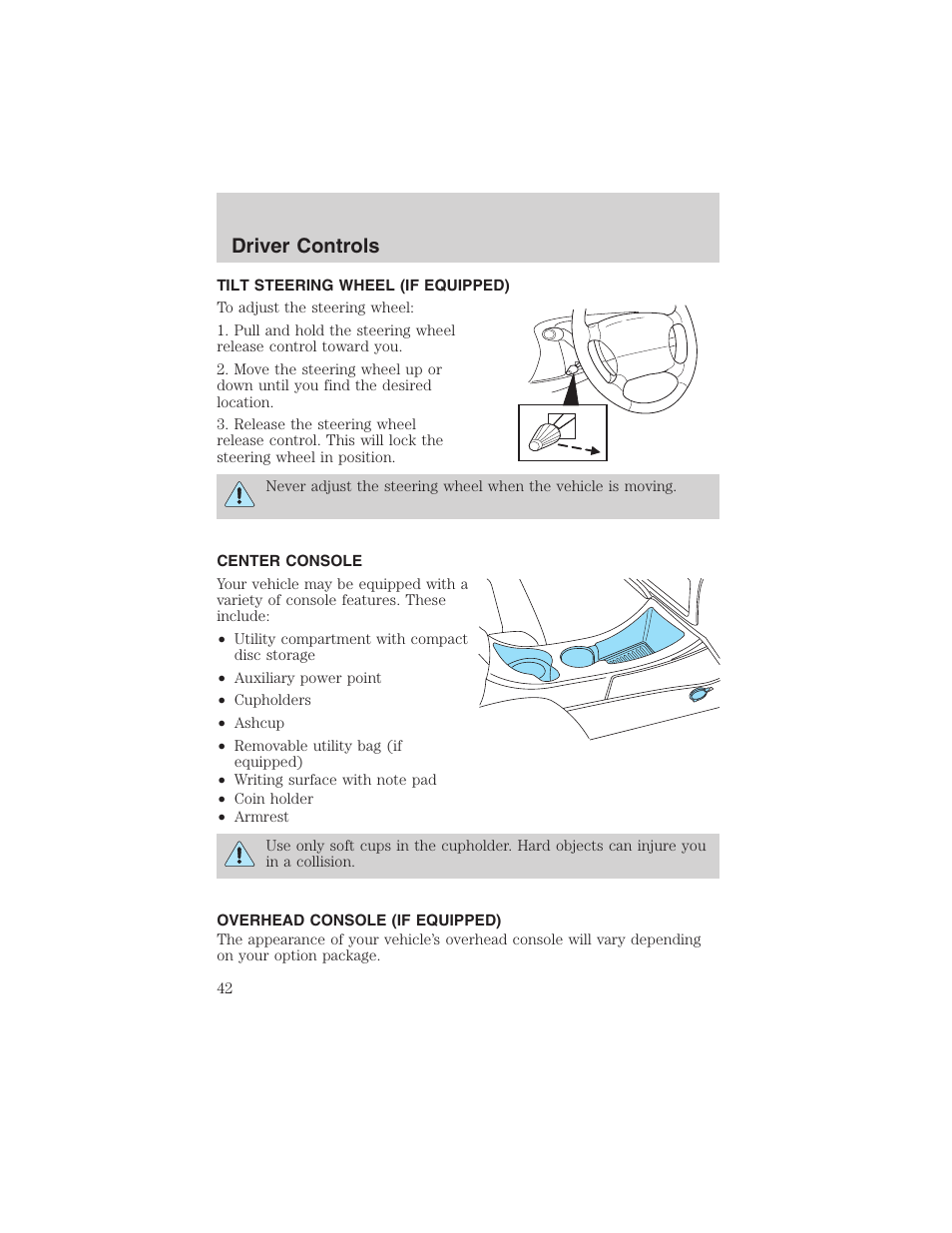 Driver controls | FORD 2002 Explorer Sport Trac User Manual | Page 42 / 200
