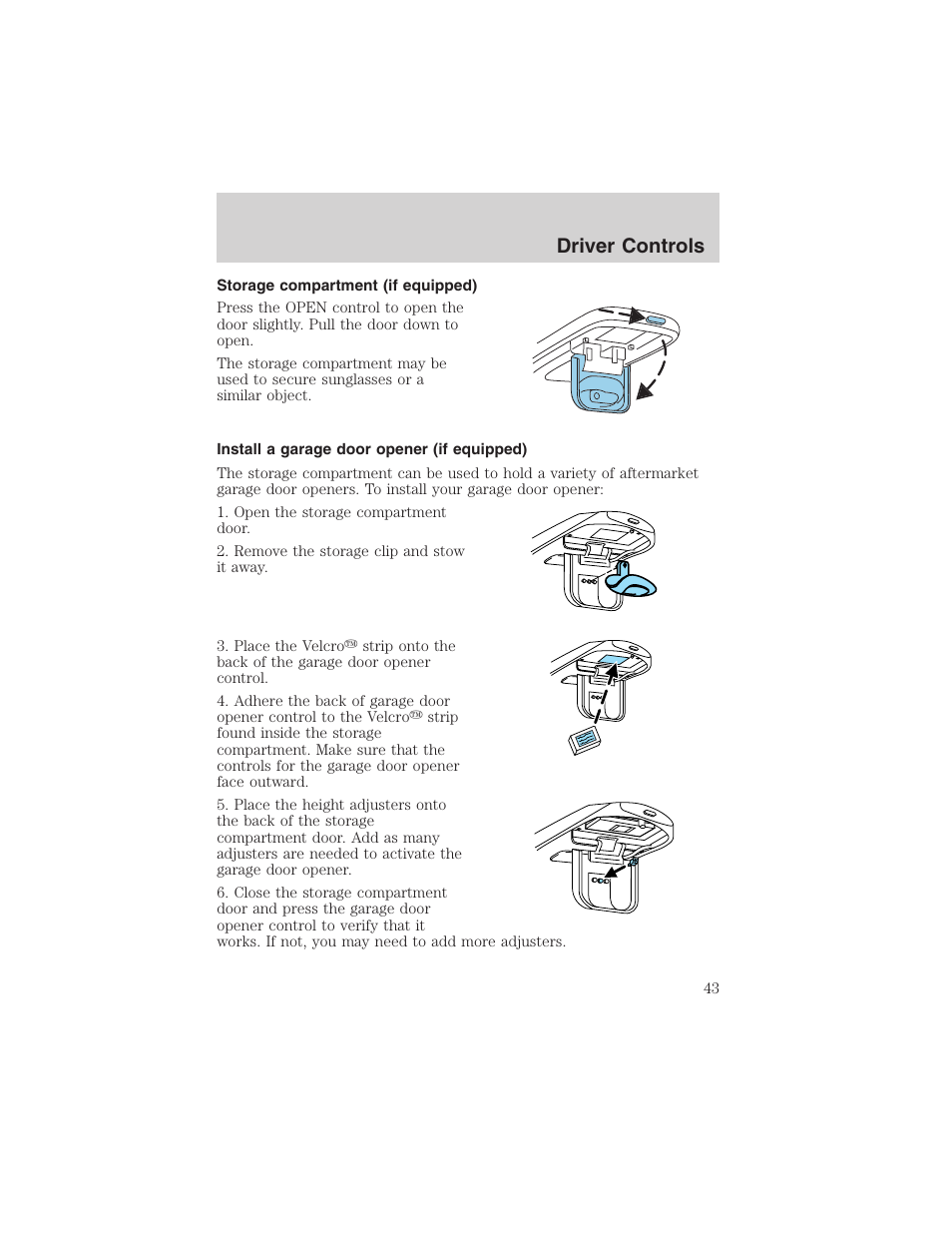 Driver controls | FORD 2002 Explorer Sport Trac User Manual | Page 43 / 200