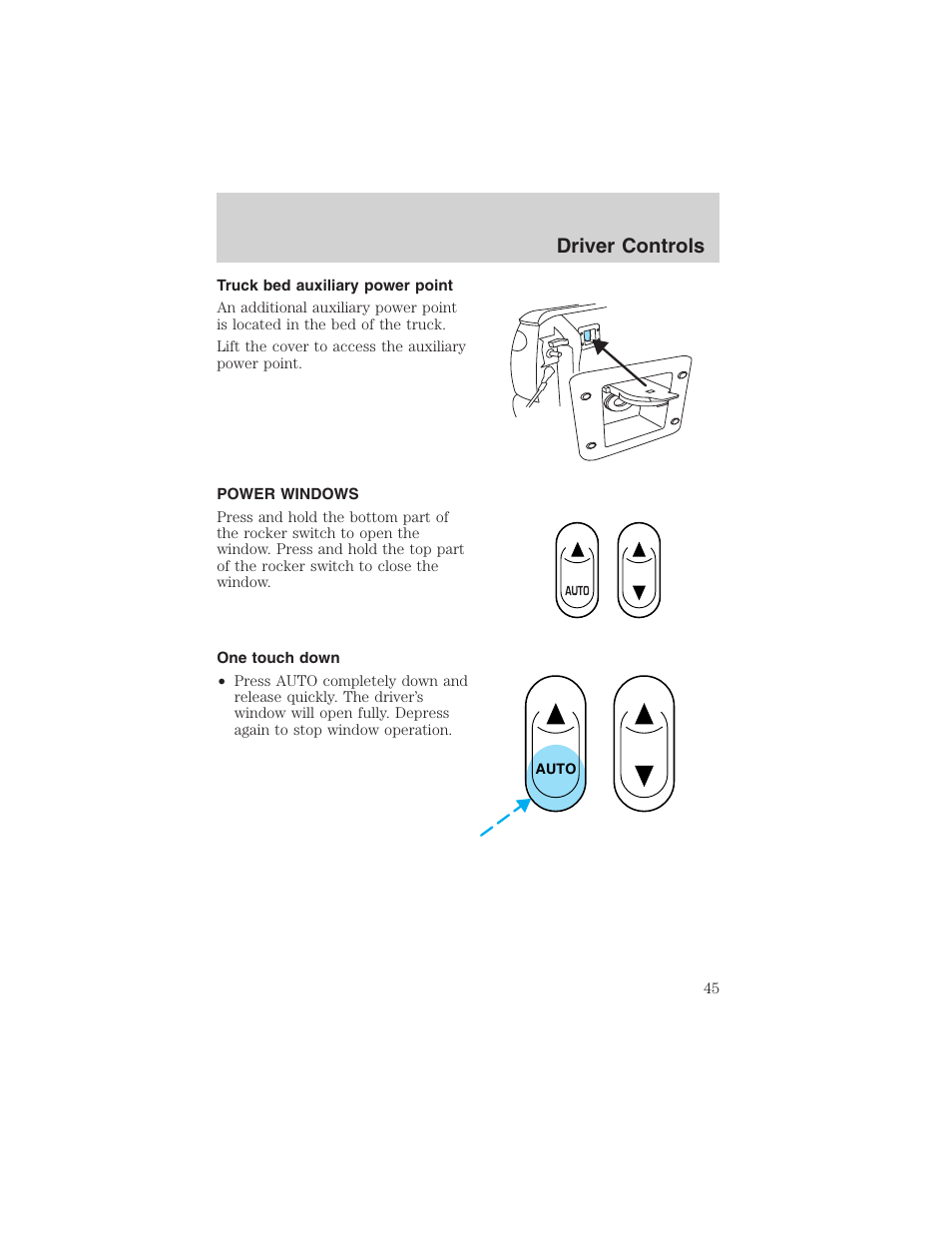 Driver controls | FORD 2002 Explorer Sport Trac User Manual | Page 45 / 200